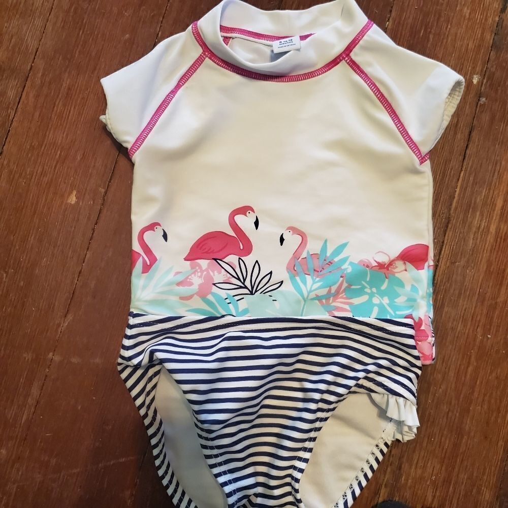 Janie and Jack flamingo 2 piece Swimsuit 6-12 mont
